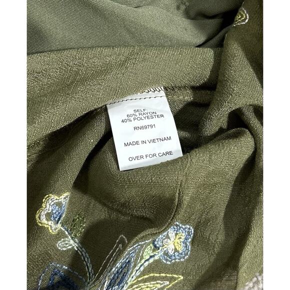 Fig & Flower Olive Embroidered Hi-Low Lined Boho Dress S - Picture 5 of 16